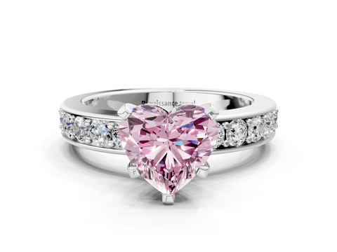 White gold Fancy Pink Heart  Cut Channel Set Diamond Engagement Ring with Four-Prong Setting_238