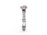 White gold Fancy Pink Heart  Cut Channel Set Diamond Engagement Ring with Four-Prong Setting_240