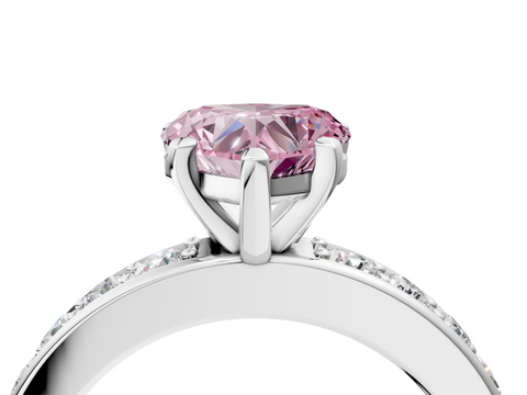 White gold Fancy Pink Heart  Cut Channel Set Diamond Engagement Ring with Four-Prong Setting_242