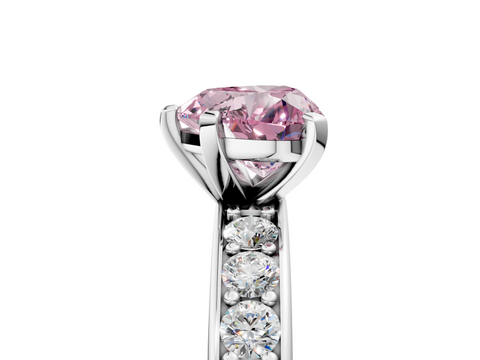 White gold Fancy Pink Heart  Cut Channel Set Diamond Engagement Ring with Four-Prong Setting_243