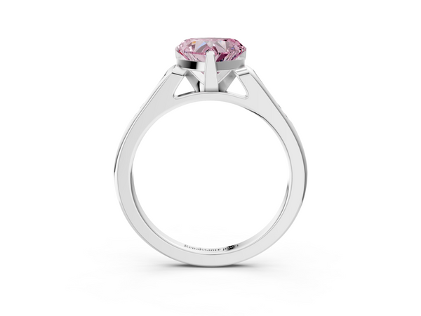 Platinum Fancy Pink Heart  Cut Channel Set Solitaire Engagement Ring with Four-Prong Setting