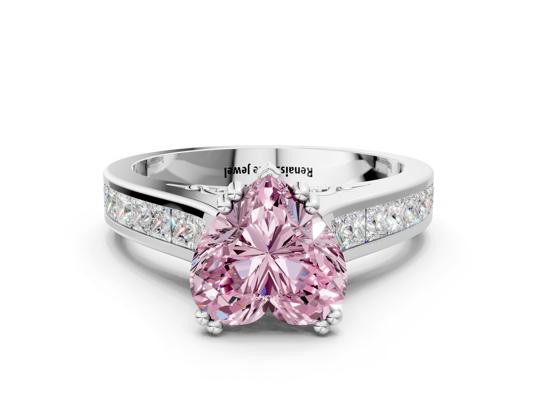 White gold Fancy Pink Heart  Cut Channel Set Solitaire Engagement Ring with Prong Setting_20