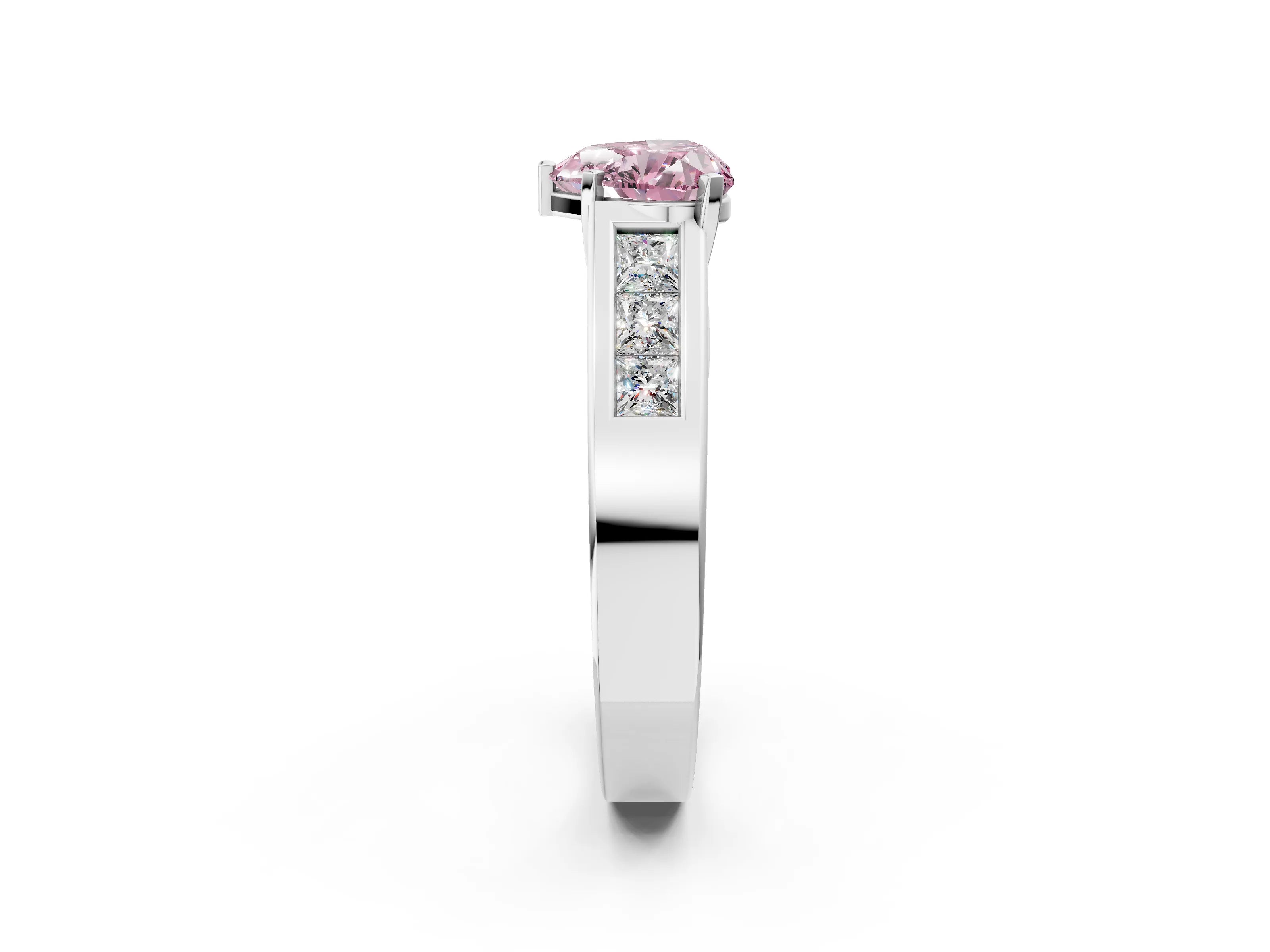 White gold Fancy Pink Heart Cut Cut Channel Set Solitaire Ring with Four-Prong Setting_14