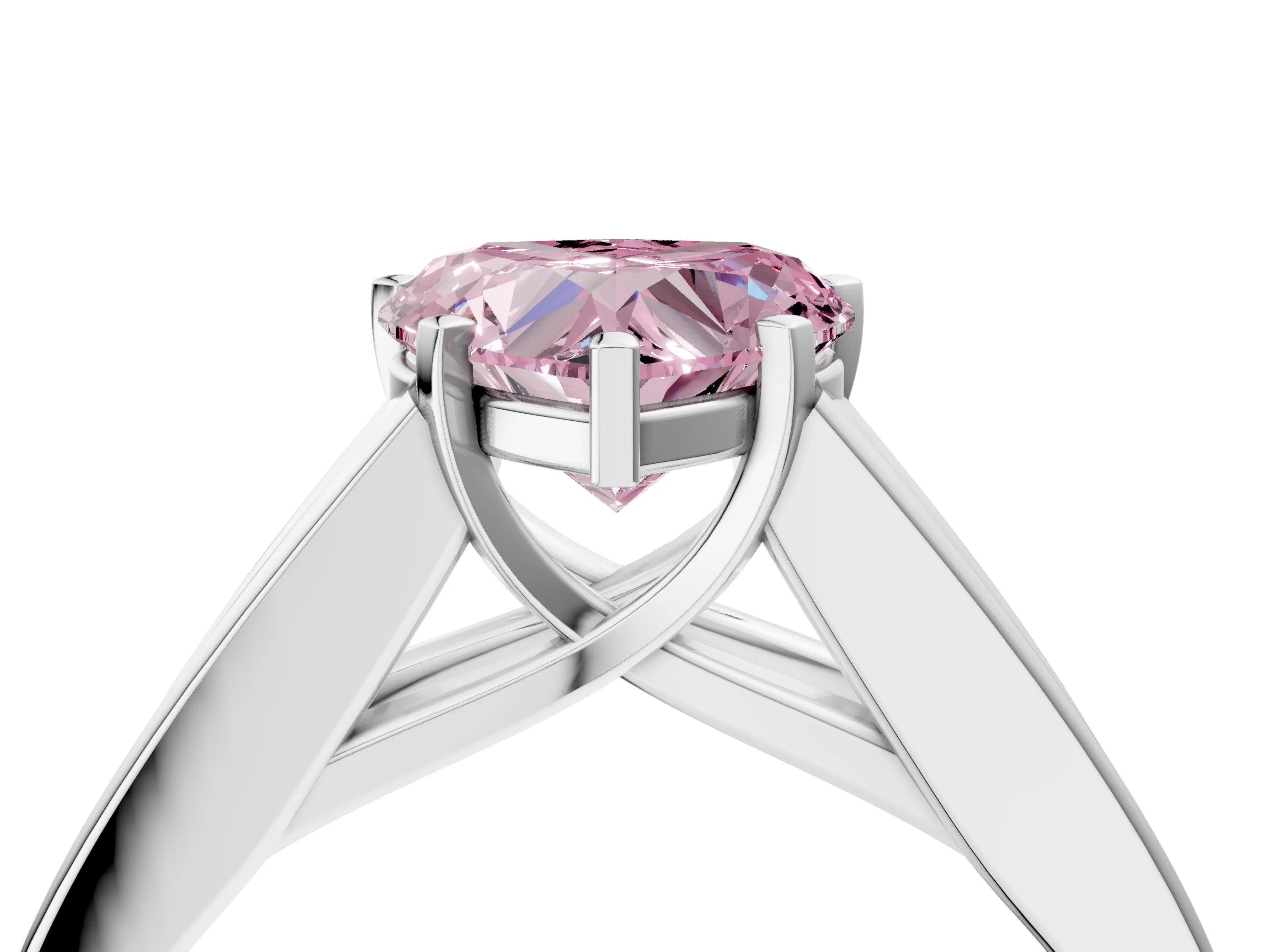 White gold Fancy Pink Heart Cut Cut Channel Set Solitaire Ring with Four-Prong Setting_16