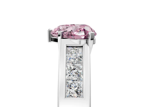 White gold Fancy Pink Heart Cut Cut Channel Set Solitaire Ring with Four-Prong Setting_17