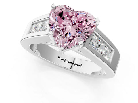 White gold Fancy Pink Heart Cut Cut Channel Set Solitaire Ring with Four-Prong Setting_1