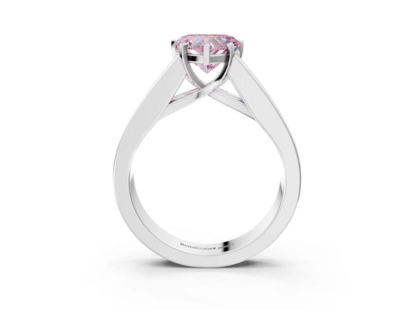 White gold Fancy Pink Heart Cut Cut Channel Set Solitaire Ring with Four-Prong Setting