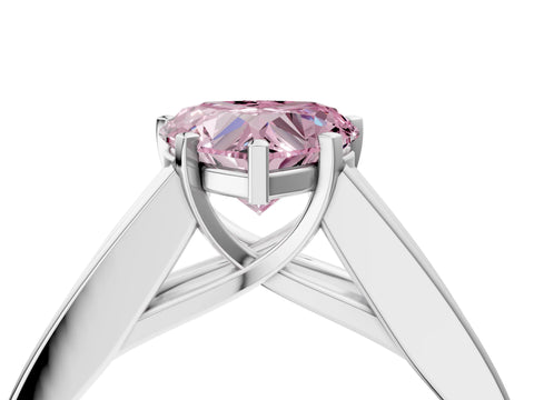 White gold Fancy Pink Heart Cut Cut Channel Set Solitaire Ring with Four-Prong Setting_4