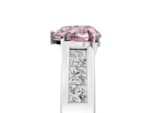 White gold Fancy Pink Heart Cut Cut Channel Set Solitaire Ring with Four-Prong Setting_5
