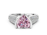 White gold Fancy Pink Heart Cut Cut Diamond Channel Set Pave Band with Tension Prong Setting