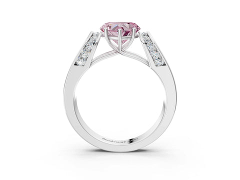 White gold Fancy Pink Heart Cut Cut Diamond Channel Set Solitaire Ring with Four-Prong Setting_147