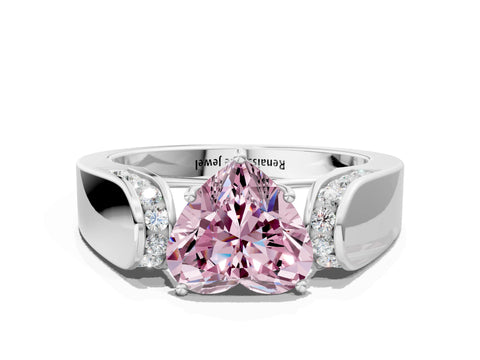 White gold Fancy Pink Heart Cut Cut Diamond Channel Set Solitaire Ring with Four-Prong Setting_24