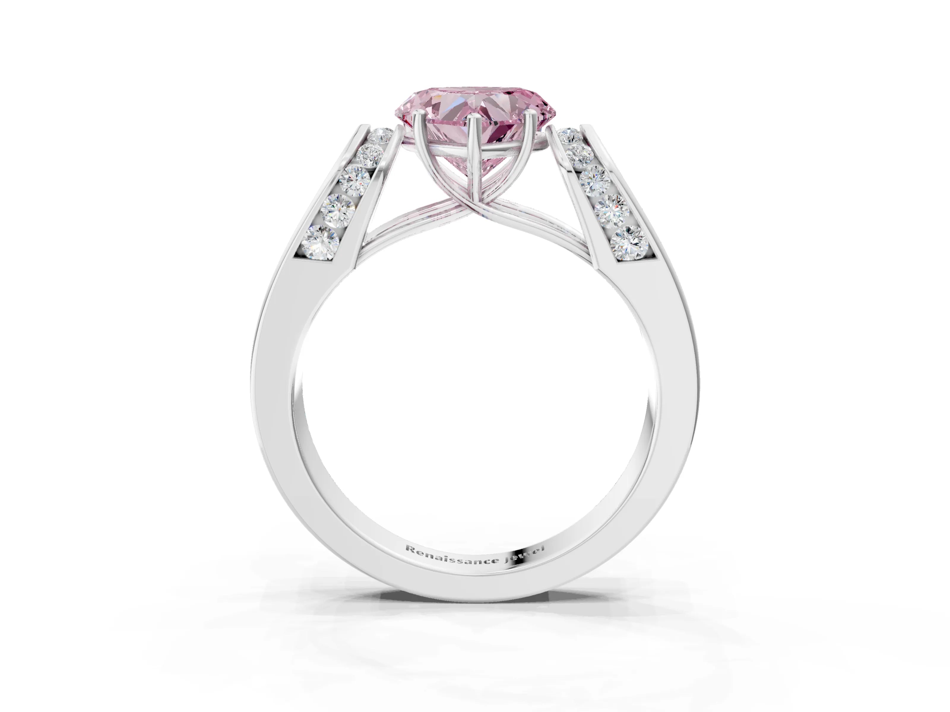 White gold Fancy Pink Heart Cut Cut Diamond Channel Set Solitaire Ring with Four-Prong Setting_27