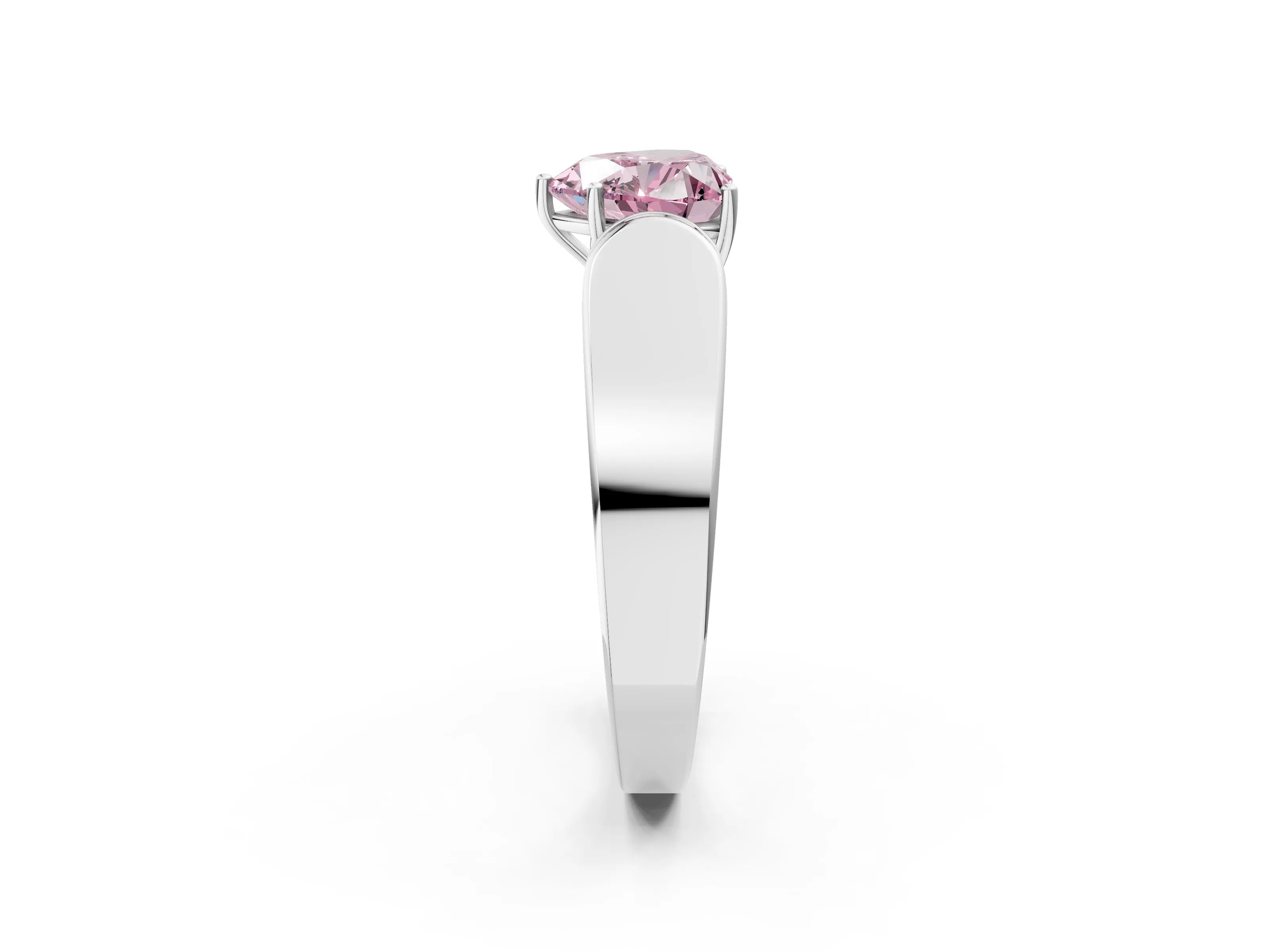 White gold Fancy Pink Heart Cut Cut Diamond Channel Set Solitaire Ring with Four-Prong Setting_2