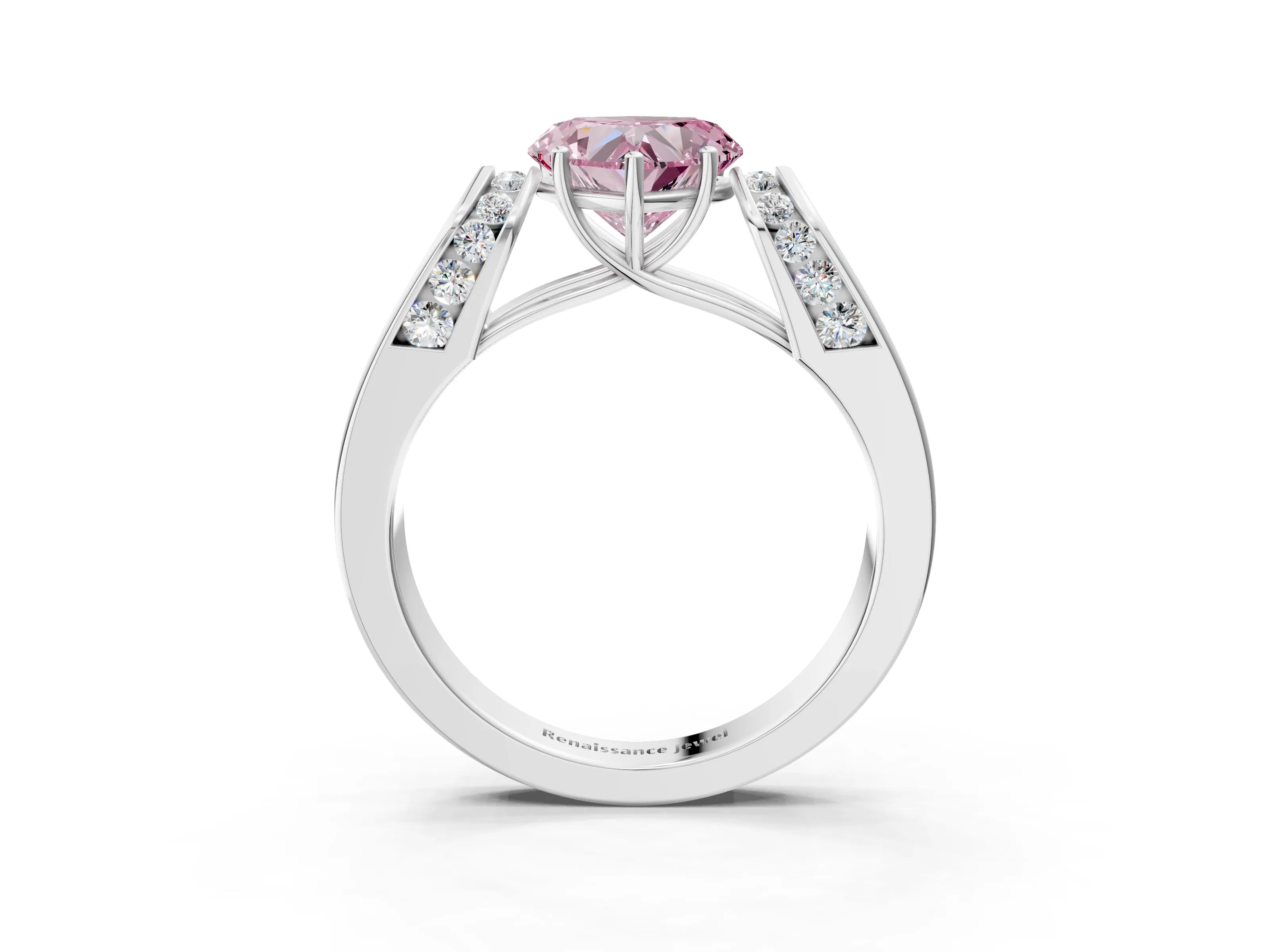 White gold Fancy Pink Heart Cut Cut Diamond Channel Set Solitaire Ring with Four-Prong Setting_33