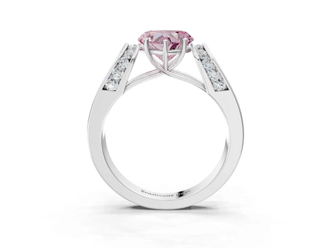 White gold Fancy Pink Heart Cut Cut Diamond Channel Set Solitaire Ring with Four-Prong Setting_3