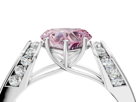 White gold Fancy Pink Heart Cut Cut Diamond Channel Set Solitaire Ring with Four-Prong Setting_4