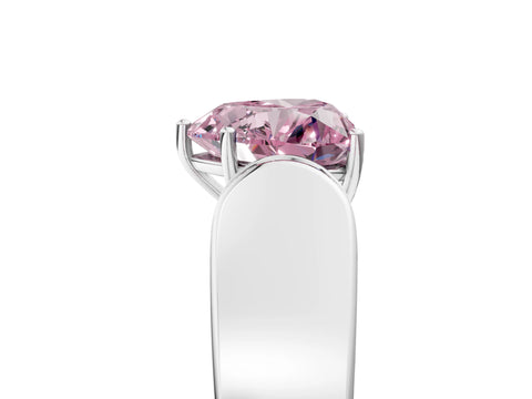 White gold Fancy Pink Heart Cut Cut Diamond Channel Set Solitaire Ring with Four-Prong Setting_5
