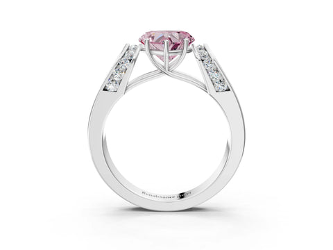 White gold Fancy Pink Heart Cut Cut Diamond Channel Set Solitaire Ring with Four-Prong Setting_99