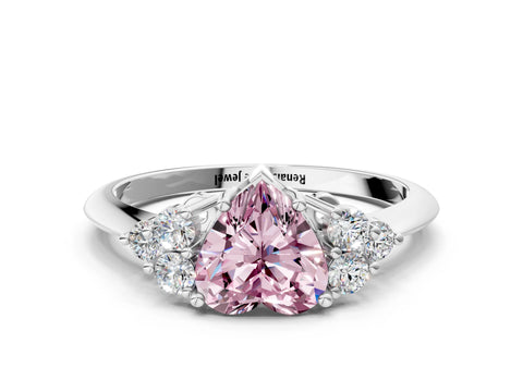 White gold Fancy Pink Heart Cut Cut Diamond Cluster Ring with Solitaire Band and Four-Prong Setting_12
