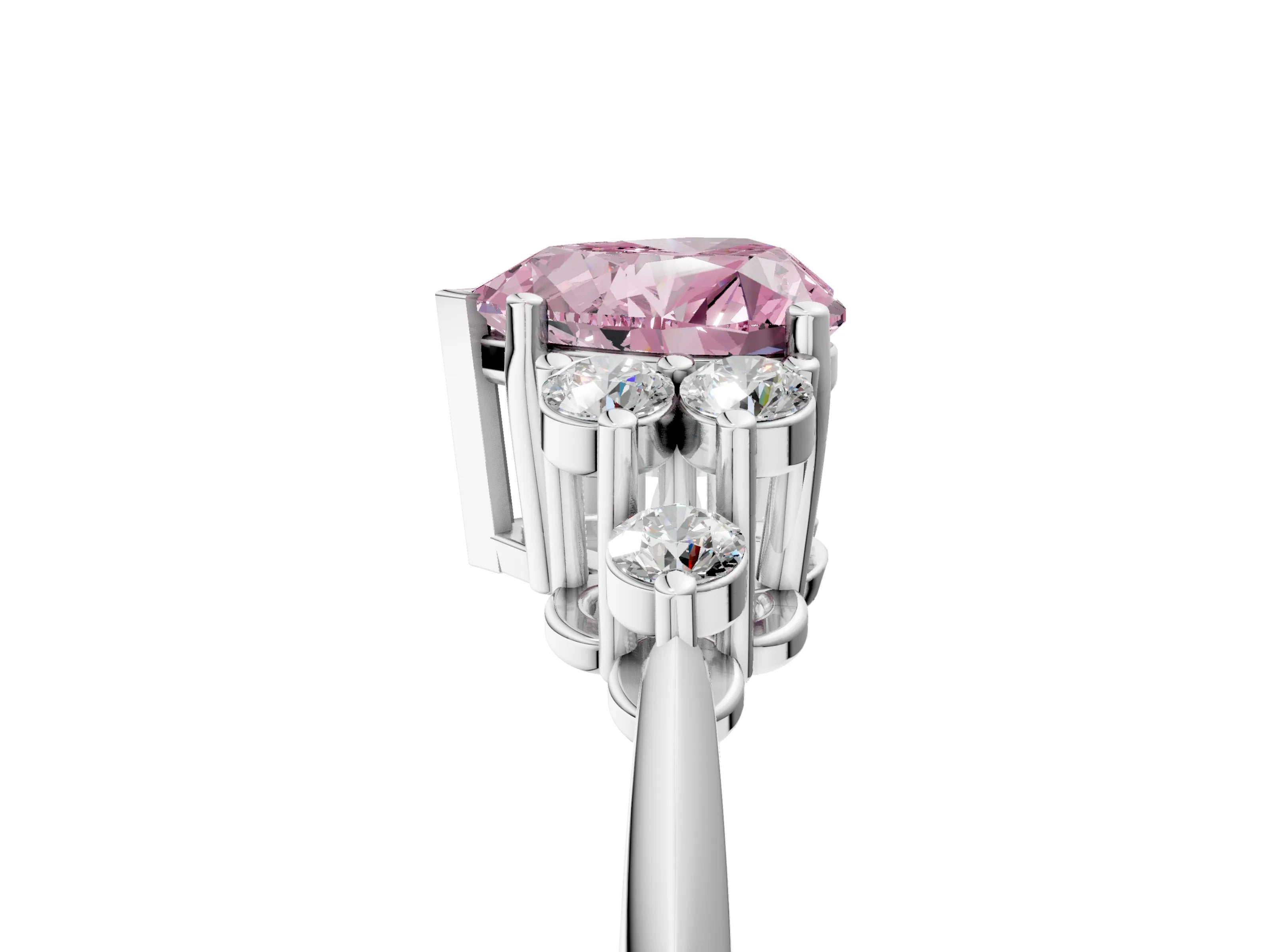 White gold Fancy Pink Heart Cut Cut Diamond Cluster Ring with Solitaire Band and Four-Prong Setting_17