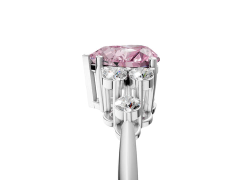 White gold Fancy Pink Heart Cut Cut Diamond Cluster Ring with Solitaire Band and Four-Prong Setting_17