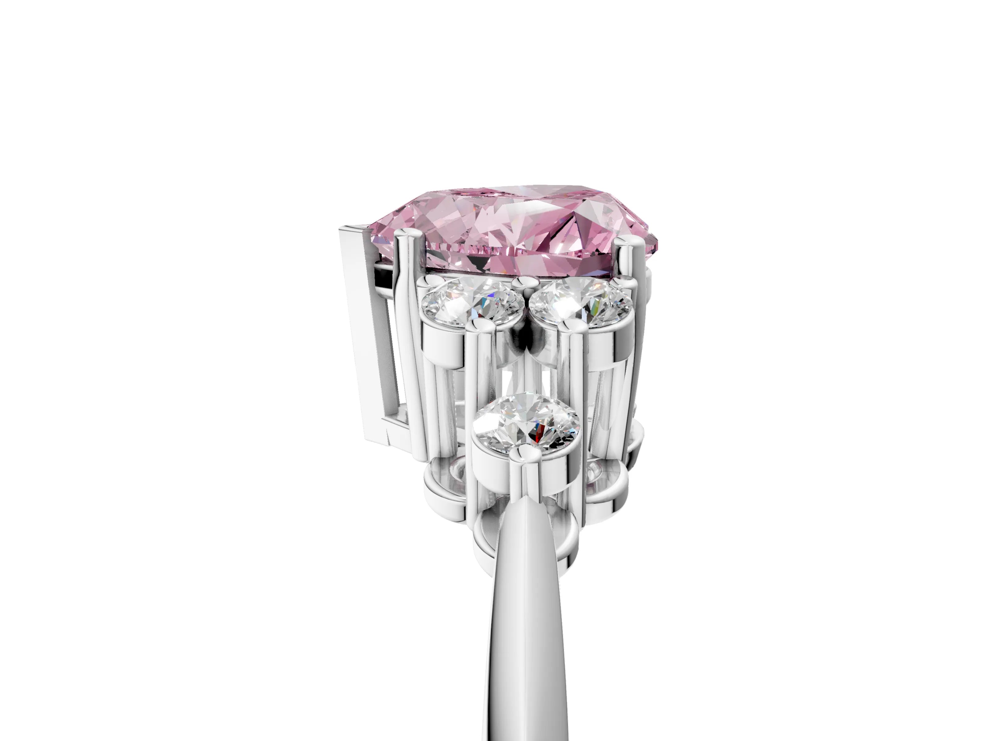 White gold Fancy Pink Heart Cut Cut Diamond Cluster Ring with Solitaire Band and Four-Prong Setting_41