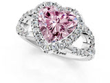 White gold Fancy Pink Heart Cut Cut Diamond Halo Engagement Ring with Open Split Pavé Band_1