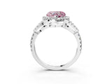 White gold Fancy Pink Heart Cut Cut Diamond Halo Engagement Ring with Open Split Pavé Band_3