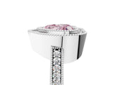 White gold Fancy Pink Heart Cut-Cut Diamond Halo Engagement Ring with Pave Band and Prong Setting_5