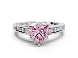White gold Fancy Pink Heart Cut Cut Diamond Milgrain Pave Band Four-Prong Setting Ring_15