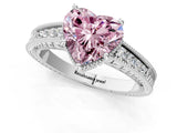 White gold Fancy Pink Heart Cut Cut Diamond Milgrain Pave Band Four-Prong Setting Ring_16