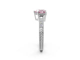 White gold Fancy Pink Heart Cut Cut Diamond Milgrain Pave Band Four-Prong Setting Ring_17