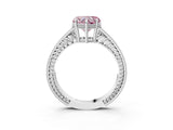 White gold Fancy Pink Heart Cut Cut Diamond Milgrain Pave Band Four-Prong Setting Ring_18