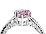 White gold Fancy Pink Heart Cut Cut Diamond Milgrain Pave Band Four-Prong Setting Ring_19