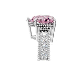 White gold Fancy Pink Heart Cut Cut Diamond Milgrain Pave Band Four-Prong Setting Ring_20