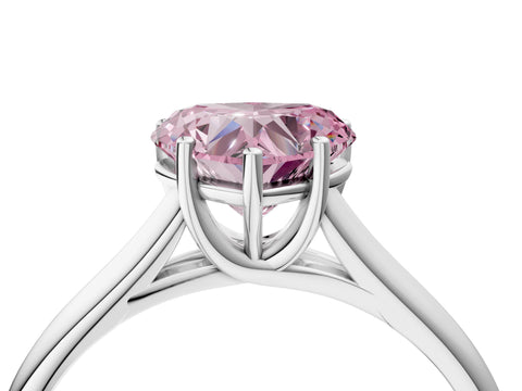 White gold Fancy Pink Heart Cut Cut Diamond Solitaire Engagement Ring with Tapered Plain Band and Four-Prong Setting_16