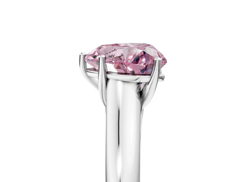 White gold Fancy Pink Heart Cut Cut Diamond Solitaire Engagement Ring with Tapered Plain Band and Four-Prong Setting_17