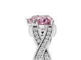 White gold Fancy Pink Heart Cut Cut Diamond Twisted Band with Milgrain Pave Setting and Four-Prong Setting_17