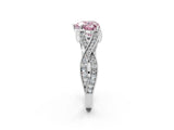 White gold Fancy Pink Heart Cut Cut Diamond Twisted Band with Milgrain Pave Setting and Four-Prong Setting_20