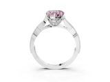 White gold Fancy Pink Heart Cut Cut Diamond Twisted Band with Milgrain Pave Setting and Four-Prong Setting_3