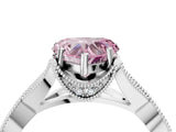 White gold Fancy Pink Heart Cut Cut Diamond Twisted Band with Milgrain Pave Setting and Four-Prong Setting_4