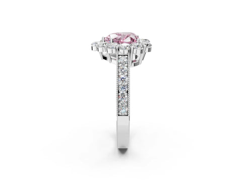 White gold Fancy Pink Heart Cut Cut Halo Diamond Pavé Engagement Ring with Milgrain Detailing_14