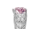 White gold Fancy Pink Heart Cut Cut Milgrain Pave Diamond Engagement Ring with Four-Prong Setting_8