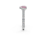 White gold Fancy Pink Heart Cut Cut Pave Band Milgrain Solitaire Ring_2
