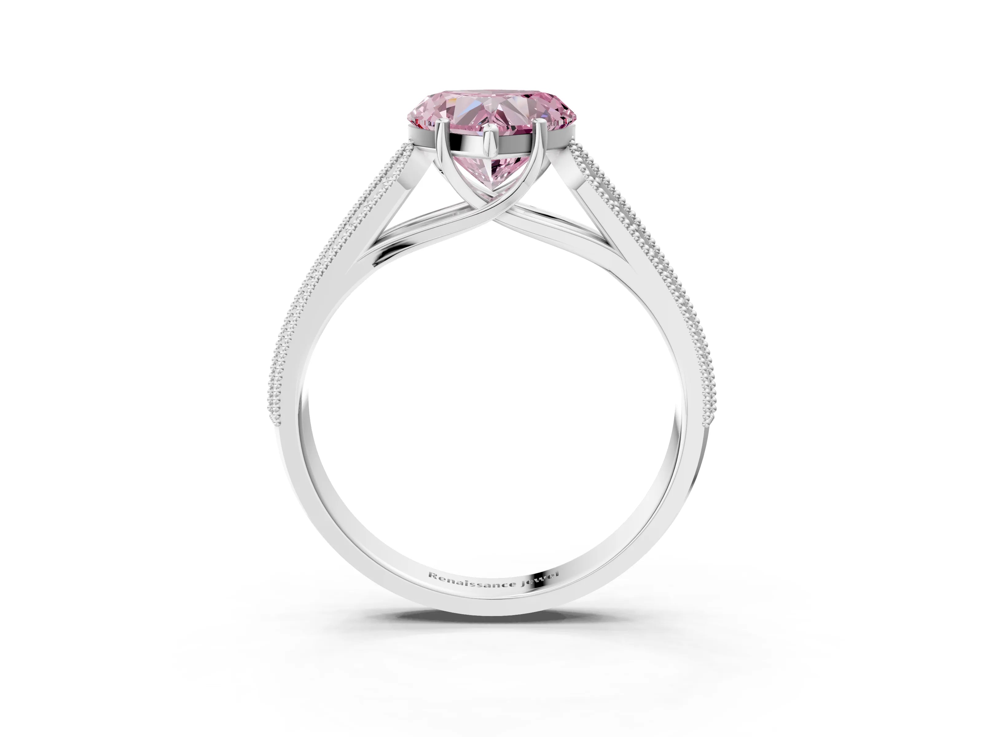 White gold Fancy Pink Heart Cut Cut Pave Split Shank Engagement Ring with Four-Prong Setting_15