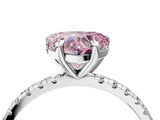 White gold Fancy Pink Heart Cut Diamond Brilliant Solitaire Ring with Pavé Band and Four-Prong Setting_16