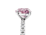 White gold Fancy Pink Heart Cut Diamond Brilliant Solitaire Ring with Pavé Band and Four-Prong Setting_17