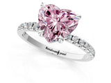 White gold Fancy Pink Heart Cut Diamond Brilliant Solitaire Ring with Pavé Band and Four-Prong Setting_19
