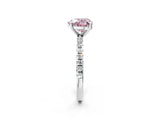 White gold Fancy Pink Heart Cut Diamond Brilliant Solitaire Ring with Pavé Band and Four-Prong Setting_2